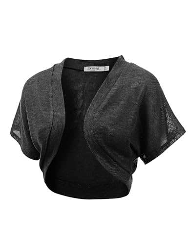Image of Lock and Love Women's Versatile Open Front Lightweight Short Sleeve Bolero Shrug
