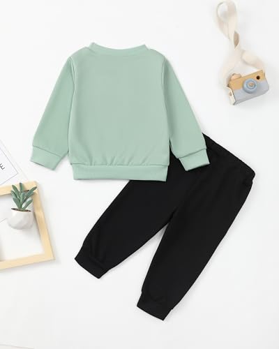 NZRVAWS Toddler Baby Boy Clothes Long Sleeve Pullover Sweatshirt Letter Top Jogger Pants Newborn Infant Boy Clothing Set3