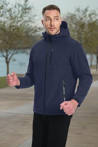 MAGCOMSEN Jaqueta masculina à prova d'água softshell caminhadas jaqueta corta-vento com capuz casac