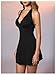 Milumia Women's Sexy Deep V Neck Halter Mini Dress Bodycon Mini Short Party Club Going Out Dress Black Medium