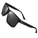 Polarized Sunglasses for Men Women Driving Fishing Mens Sunglasses Rectangular Vintage Sun Glasses Grey Lens/Matte Black Frame