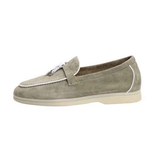 Image of XOBZJH Women's Leather Suede Loafers Flats - Slip-On Penny Loafers with Soft, Comfortable Driving & Dress Shoes for Casual Office Work All Day