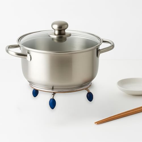 Image of HAZEL Trivet Stainless Steel Hot Pot Stand with Silicone Grip | Non-Slip Heat-Resistant Trivet for Kitchen & Dining Table | Diameter 17.5 cm