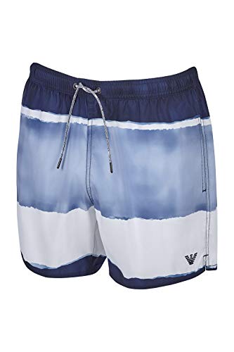 Emporio Armani Men's Swim Mid Boxer, White/Navy/Arctic, 56
