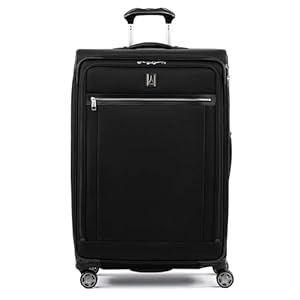 Travelpro Platinum Elite Softside Expandable Checked Luggage, 8 Wheel Spinner Large Suitcase, TSA Lock, Men and Women, Shadow Black, Checked Large 29-Inch