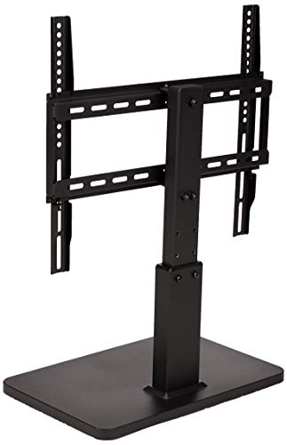 Image of Amazon Basics Swivel Pedestal Table Top TV Mount, Height Adjustable 14-19 Inches, for 32 inch to 65 inch TVs up to 55 lbs, Universal TV Stand, VESA 400x400, Black