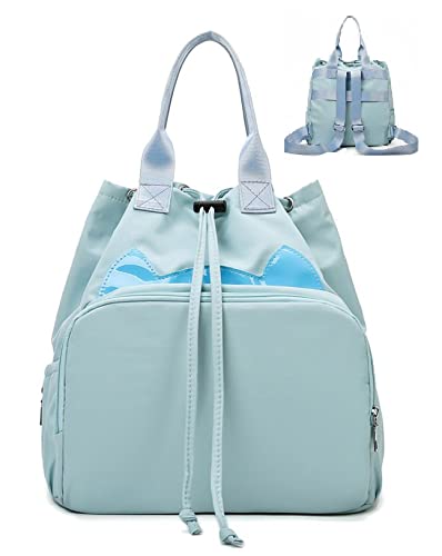Image of SwooK Small Handy Mini Mummy mommy Babies baby Diaper Bag BagPack Backpack Multi-Function Baby Diaper Backpack Nappy Bags Mom Dad Small Mini Travel Backpack Large Capacity Baby diaper Bag Bags (235- Aqua)