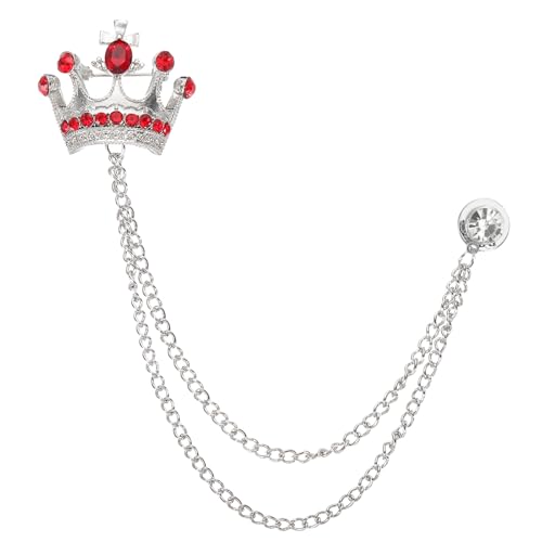 Image of PATIKIL Crown Hanging Chain Brooch Pins | Rhinestone Suit Pins Fashion Crystal Lapel Pins for Women Men
