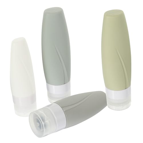 TOYZFRIENDY 4個 硅?装瓶旅行 入り 浅灰 乳白 新ブルー 新グリーン 漏れ防止 軽量 コンパクト 詰め替え簡単 携帯便利 トイレタリー用旅行ボトル