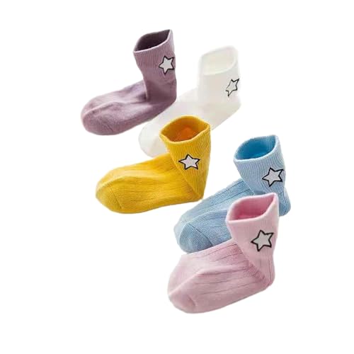 5 pairs - 's comfortable and delicate sweat-absorbing non-slip cute sports breathable mid-tube socks - Star style-M