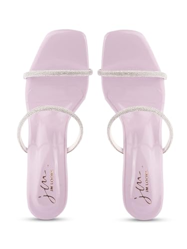 Image of JM LOOKS Women Square Toe Solid Comfortable Sole Kitten Heel Sandals For Womens & Girls