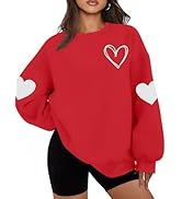 hohololo Valentines Day Sweatshirt Women Oversized Love Heart Shirt Pullover Valentine's Long Sle...