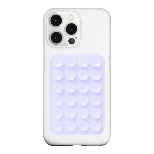Image of LvShuLiangPin Anteel Silicone Suction Phone Case Mount, Silicon Adhesive Phone Accessory for Smartphones, Hands-Free Mirror Shower Phone Holder for Selfies, Tiktok Videos (Purple Glitter)
