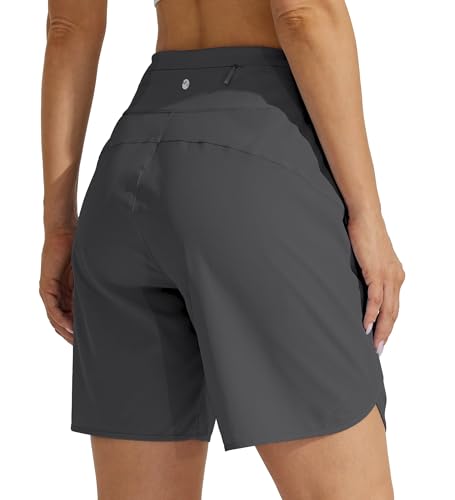 Image of Willit Women's 7 inch Athletic Running Shorts Long Workout Hiking Shorts Quick Dry High Waisted Active Zipper Pocket