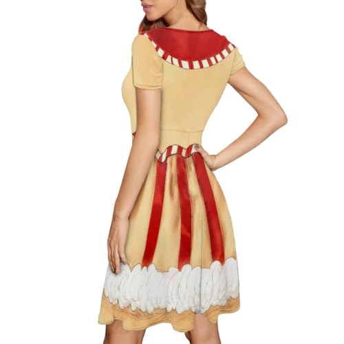 Image of AFPANQZ Womens Casual Summer Lightweight Vintage Dress Short Sleeve Midi Dress Knee-Long Luxury Formal Dress
