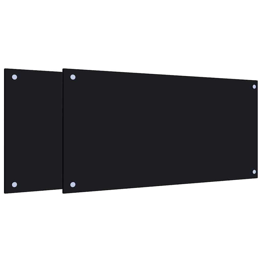 Generisch Küchenrückwände 2 STK. Schwarz 80x40 cm Hartglas,Heim & Garten,Küche & Esszimmer,Küchenhelfer & -utensilien-3315798