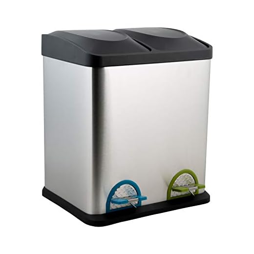 Organize It All Dual Compartment Step-On 8-Gallon (30 liter) Recycling Trash Can, Stainless Steel
