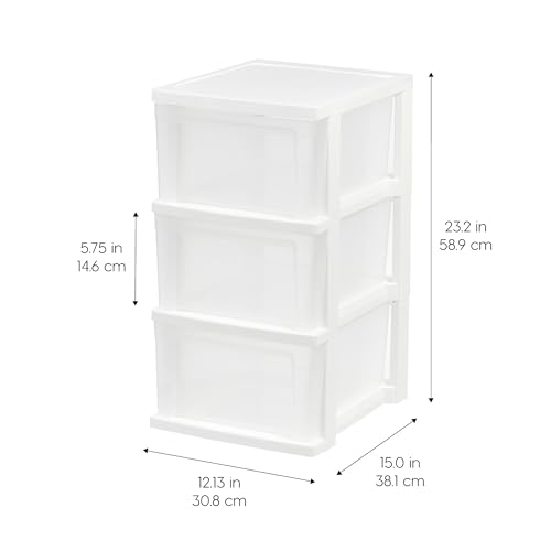 Image of IRIS USA 3-Drawer Slim Narrow Storage Organizer, 2-Pack, White /Clear