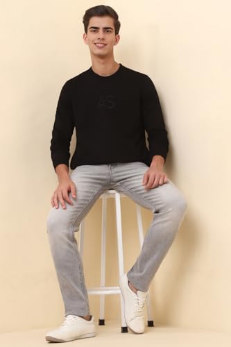 Image of Allen Solly Men's Cotton Blend Crew Neck Sweatshirt with Straight Pocket