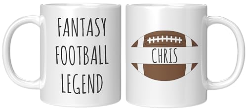 Personalized Fantasy Football Legend Mug – Custom Name Gift for Fantasy Football Fans, Draft Day or League Winner Prize – 11oz Ceramic Coffee Cup