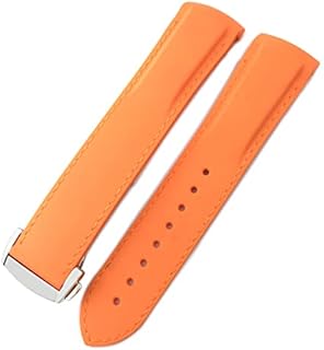CZKE 18mm 19mm 20mm 21mm 22mm Rubber Silicone Watch Bands for Omega Seamaster 300 speedmaster Strap Brand Watchband Blue Black Orange (Color : Orange Orange Line, Size : 22mm)