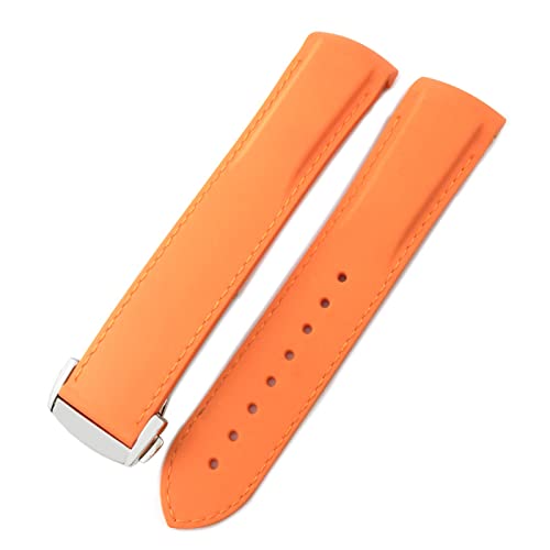 CZKE 18mm 19mm 20mm 21mm 22mm Rubber Silicone Watch Bands for Omega Seamaster 300 speedmaster Strap Brand Watchband Blue Black Orange (Color : Orange Orange Line, Size : 22mm) 