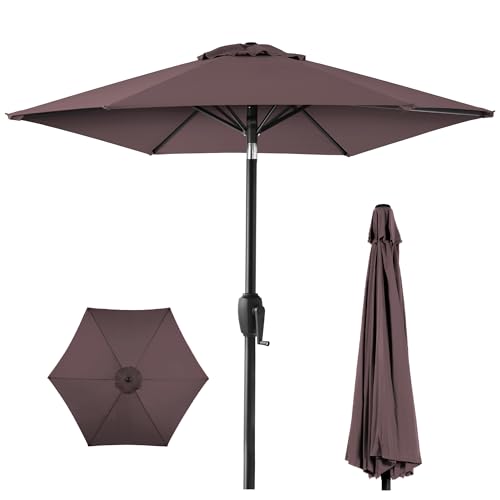 Best Choice Products Parasol Marché Extérieur 7.5pi Rond, Acier Taupe Foncé