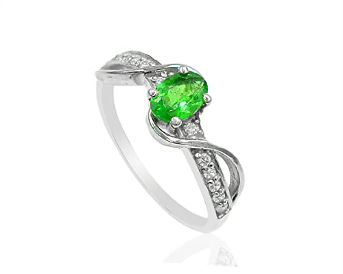 4.5 X 6.5 MM Oval Cut Natural Tsavorite Green Garnet Gemstone Ring 925 Sterling Silver January Birthstone Green Garnet Jewelry Promise Ring Birthday Gift For Mom (RG-7927)