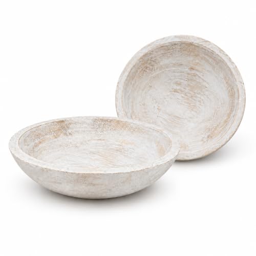 Decorative Wooden Bowl For Keys Fruit Bowl For Kitchen Counter White