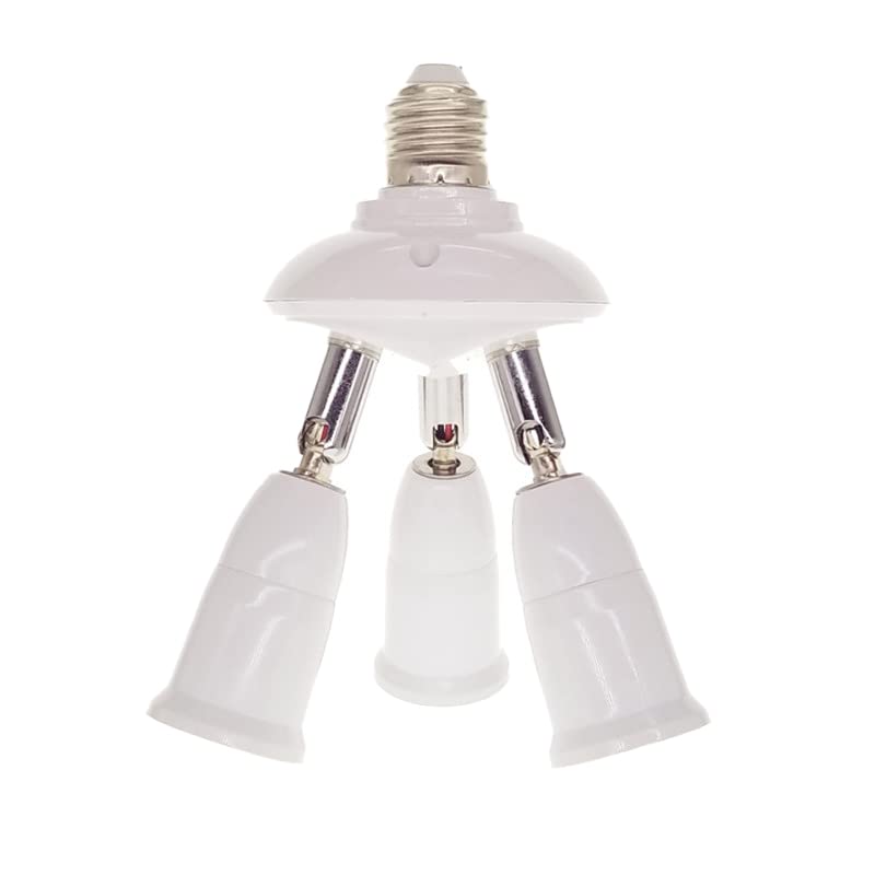 Tyenaza E27 Light Bulb Socket Adapter Splitter to 3 Heads Adjustable Angles, Indoor and Outdoor Use for Ceiling Light or Lamp