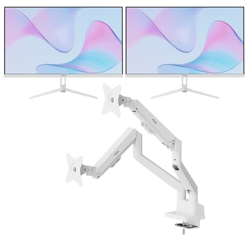 Image of Pixio Two PX278 Wave White 27 inch 180Hz Refresh Rate FHD 1440p Resolution Fast IPS Panel 1ms GTG Response Time Gaming Monitor and PS1D Wave White Dual Monitor Arm - Fits up to 32 inches and 19.8lbs
