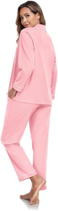 COLORFULLEAF 100% Cotton Pajama for Women Long Sleeve Shirt with Pants Sleepwear Soft Lounge Pjs Sets with Pockets S-XXL - Image 6