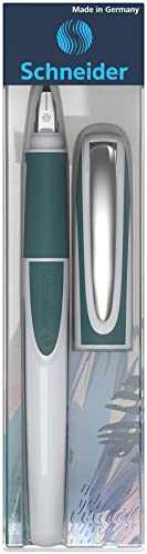 Image of Schneider Ray Fountain Pen, Blue Ink, Teal Barrel, Rubberize Grip, Right Handed Medium Iridium Tip, Refillable, Erasable Blue Ink, 1 Each (168205)