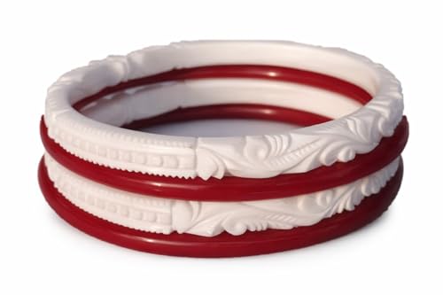 Image of Bengali Sakha Pola Set for Women | Traditional Red White Shakha Bangles | Combo Motidana Mogermukh Design Shakha | Bridal Wear Shakha pola | Handcrafted sakha