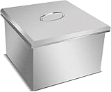 Drop in Ice Chest, Outdoor 304 Stainless Steel Built-in Ice Bucket, Ice Bin Cooler with Cover Including Drain-Pipe & Drain Plug Lid for Cold Wine Beer,20.5''L X 20.5''W X 13''H