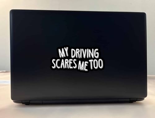 Image of StickerTalk My Driving Scares Me Too Vinyl Sticker, 6 inches by 3 inches