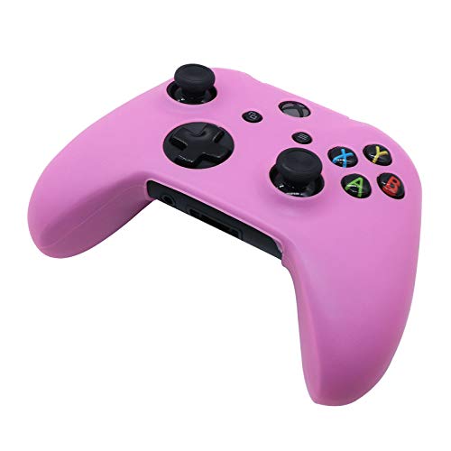 Image of Pink Skins RALAN,Silicone Controller Cover Skin Protector Compatible for Xbox One S /X Controller (Pink Pro Thumb Grip x 2,Cat + Skull Cap &Cover Grip x 2)