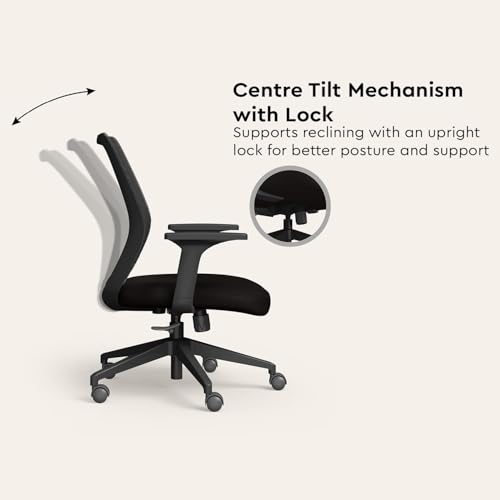 Image of Interio by Godrej Curv Premium Mesh Wide Back Ergonomic Chair for Work from Home /Study | 1 Year Warranty | Height Adjustable Chair | Heavy Duty PP Base | DIY Installation (Set of 2, Black)