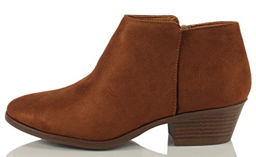 Image of Soda Women's Mug Round Toe Faux Suede Stacked Heel Western Ankle Bootie