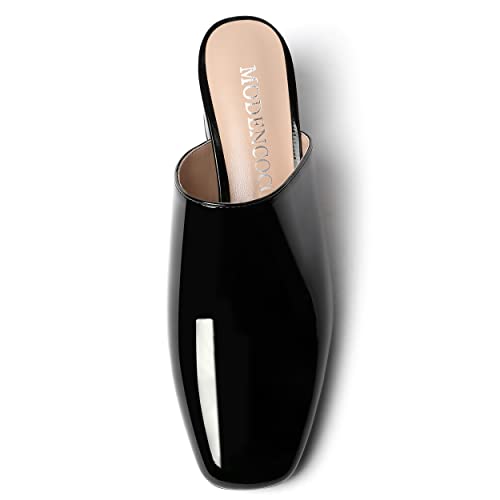 MODENCOCO Women's Fashion Patent Square Toe Slip On Dress Dating Chunky Low Heel Pumps Comfortable Shoes 2 Inch4
