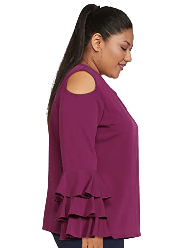 Image of pluss Women's Solid Regular Fit Top (ALTP2725- Purple 2XL)