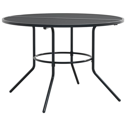 vidaXL Terrassentisch Rund Anthrazit Pulverbeschichteter Stahl, Outdoor Tisch, Bistromöbel, Bistrotisch, Gartentisch, Bartisch, runder Gartentisch