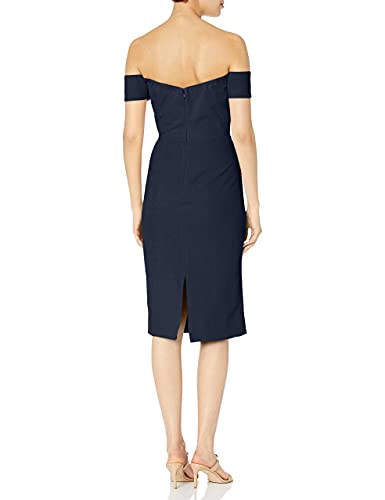 Dress The Population Womens Bailey Off The Shoulder Sweetheart Bodycon Midi Sheath Dress, Midnight Blue, Medium Us #TOP1
