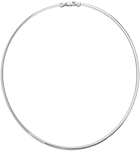 Savlano 925 Sterling Silver 3MM Italian Solid Flat Omega Chain Necklace for Women and Girls - Made in Italy Comes With a Gift Box (17)