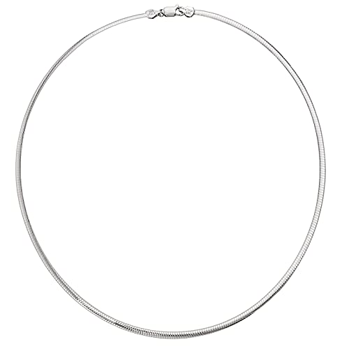 Savlano 925 Sterling Silver 3MM Italian Solid Flat Omega Chain Necklace for Women - Made in Italy Comes With a Gift Box