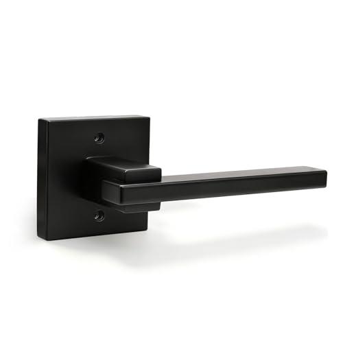 Image of Orger 1 Pack Black Dummy Door Handle Interior Non-Turning Door Lever, Square Dummy Handle for Closet Pantry Single Side