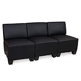 Kunstleder (100% Polyurethan) Modular 3-Sitzer Sofa Couch Lyon, Kunstleder ~ schwarz, ohne Armlehnen