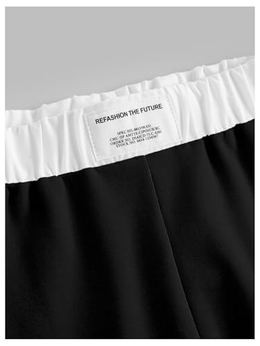 Image of RoseSeek Girl's Baggy Sweatpants Letter Patched Wide Leg Pants Elastic Waist Long Trousers Joggers Trendy