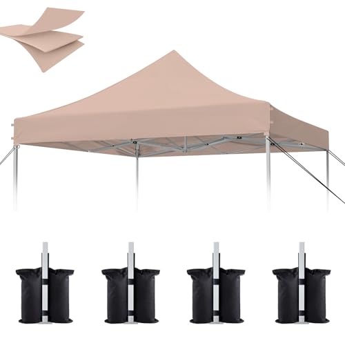Image of 10x10 Canopy Replacement Top, Heavy Duty Pop Up Tent Cover(Top Only)(Beige)
