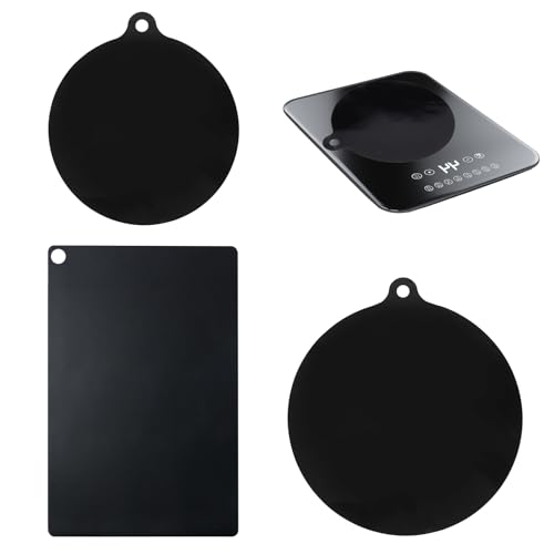 HUANR 3 Piezas Alfombrilla Induccion, Reutilizables Protector Placa Induccion, 3 Tamaños Negros Protector Vitroceramica Induccion, para Proteger Superficies de Cocinas de Inducción